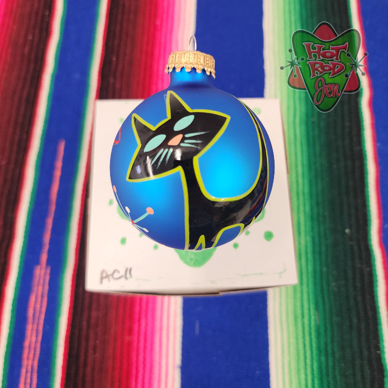 Hand pinstriped/painted glass ornament by Hot Rod Jen