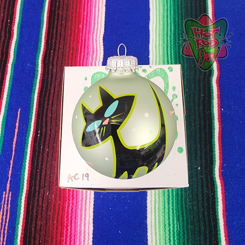 Hand pinstriped/painted glass ornament by Hot Rod Jen