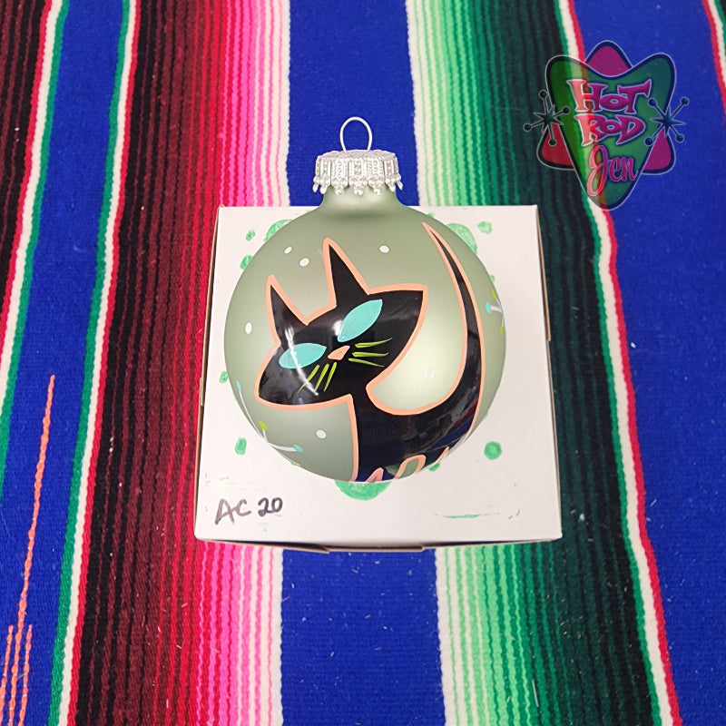 Hand pinstriped/painted glass ornament by Hot Rod Jen