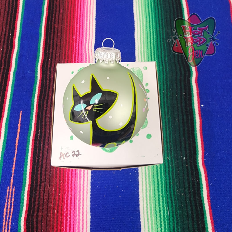 Hand pinstriped/painted glass ornament by Hot Rod Jen