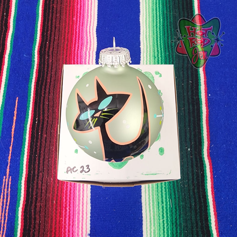 Hand pinstriped/painted glass ornament by Hot Rod Jen