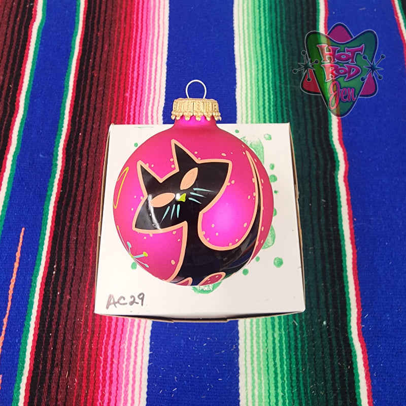 Hand pinstriped/painted glass ornament by Hot Rod Jen