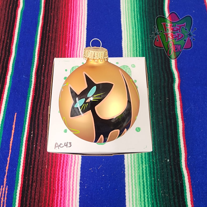 Hand pinstriped/painted glass ornament by Hot Rod Jen