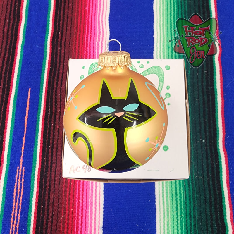 Hand pinstriped/painted glass ornament by Hot Rod Jen