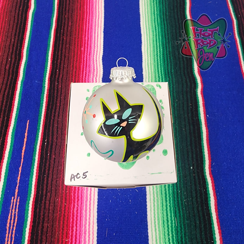 Hand pinstriped/painted glass ornament by Hot Rod Jen