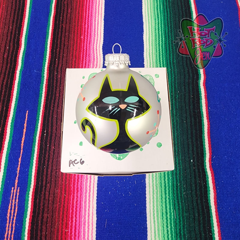 Hand pinstriped/painted glass ornament by Hot Rod Jen