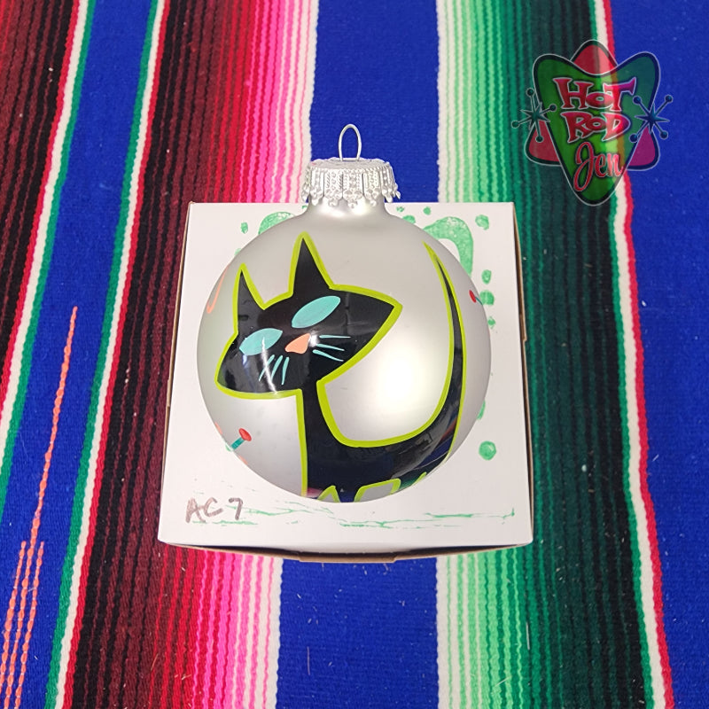 Hand pinstriped/painted glass ornament by Hot Rod Jen