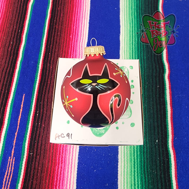 Hand pinstriped/painted glass ornament by Hot Rod Jen