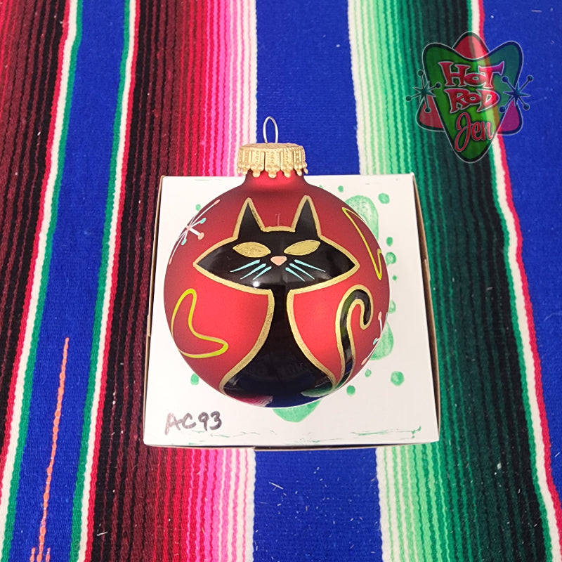 Hand pinstriped/painted glass ornament by Hot Rod Jen