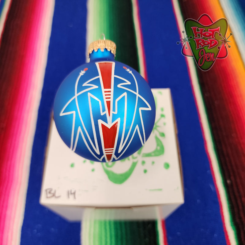 Hand pinstriped/painted glass ornament by Hot Rod Jen