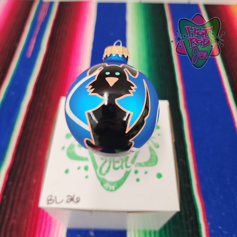 Hand pinstriped/painted glass ornament by Hot Rod Jen