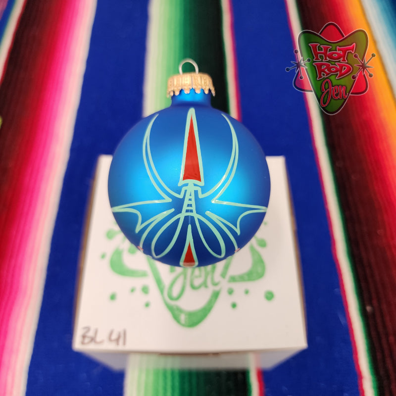 Hand pinstriped/painted glass ornament by Hot Rod Jen