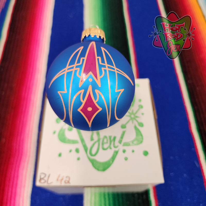 Hand pinstriped/painted glass ornament by Hot Rod Jen