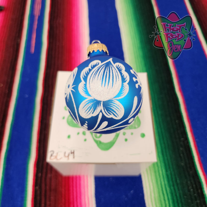 Hand pinstriped/painted glass ornament by Hot Rod Jen