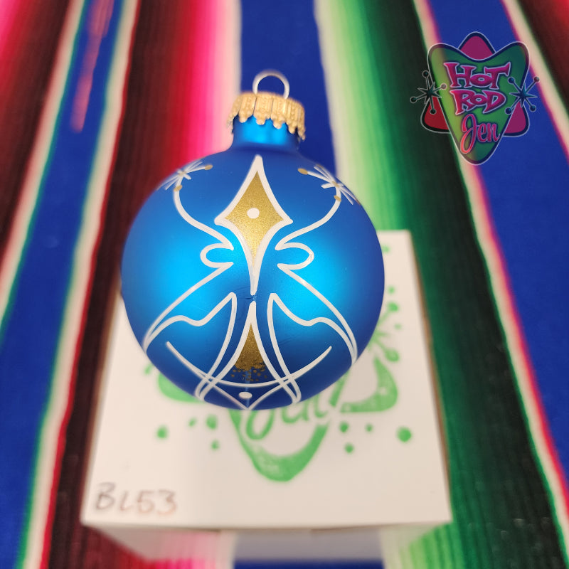 Hand pinstriped/painted glass ornament by Hot Rod Jen