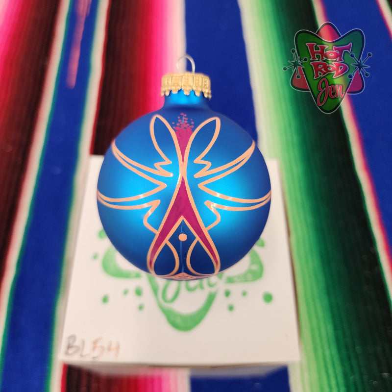 Hand pinstriped/painted glass ornament by Hot Rod Jen