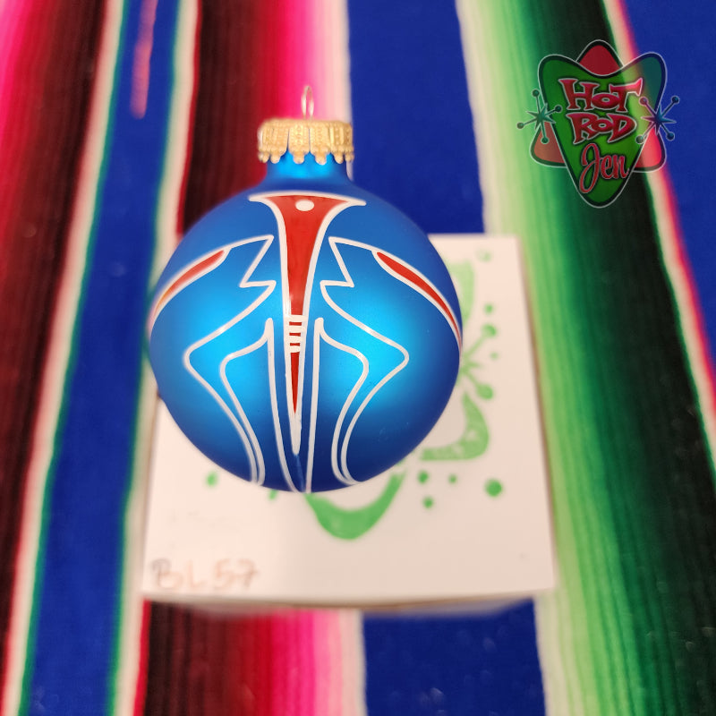 Hand pinstriped/painted glass ornament by Hot Rod Jen