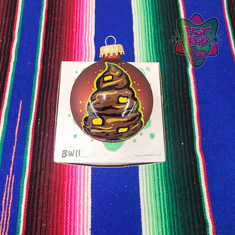 Hand pinstriped/painted glass ornament by Hot Rod Jen