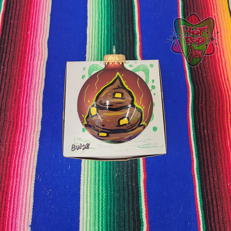 Hand pinstriped/painted glass ornament by Hot Rod Jen