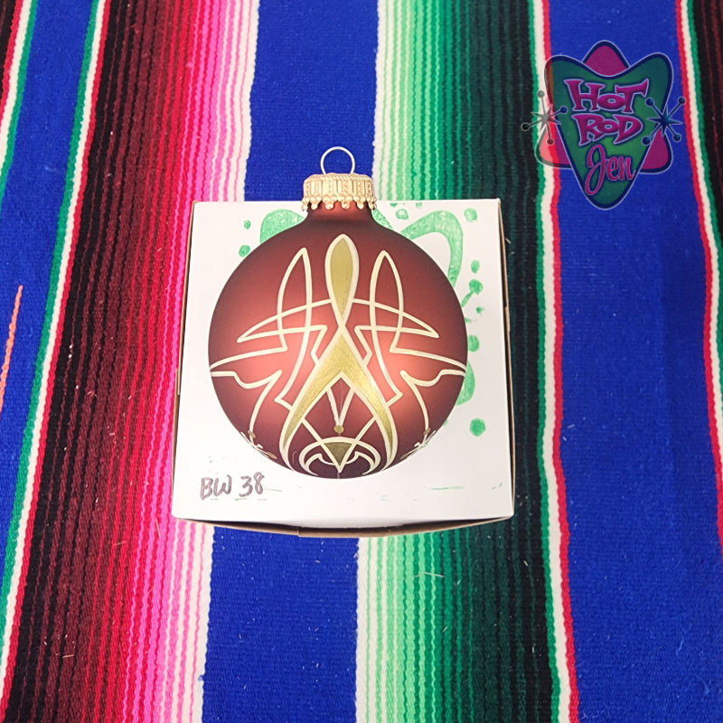 Hand pinstriped/painted glass ornament by Hot Rod Jen