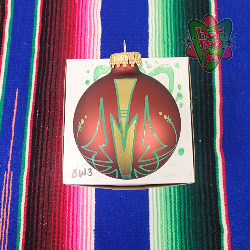 Hand pinstriped/painted glass ornament by Hot Rod Jen