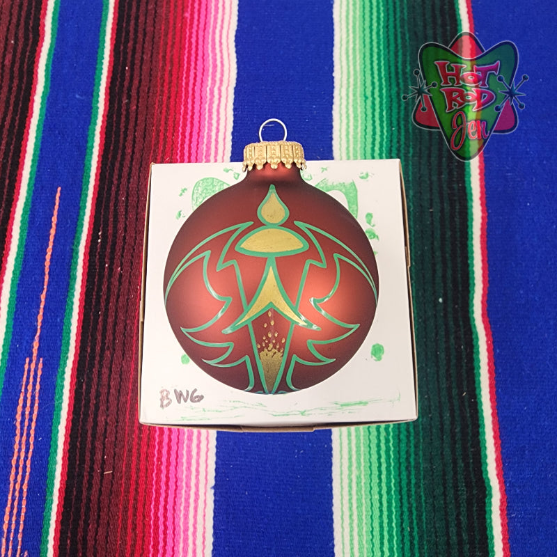 Hand pinstriped/painted glass ornament by Hot Rod Jen