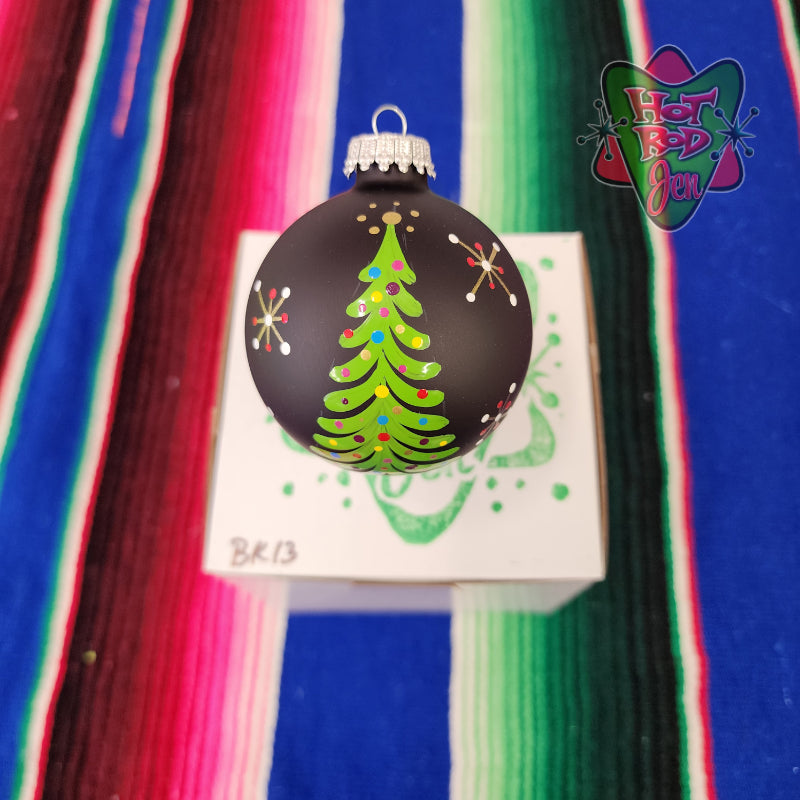Hand pinstriped/painted glass ornament by Hot Rod Jen