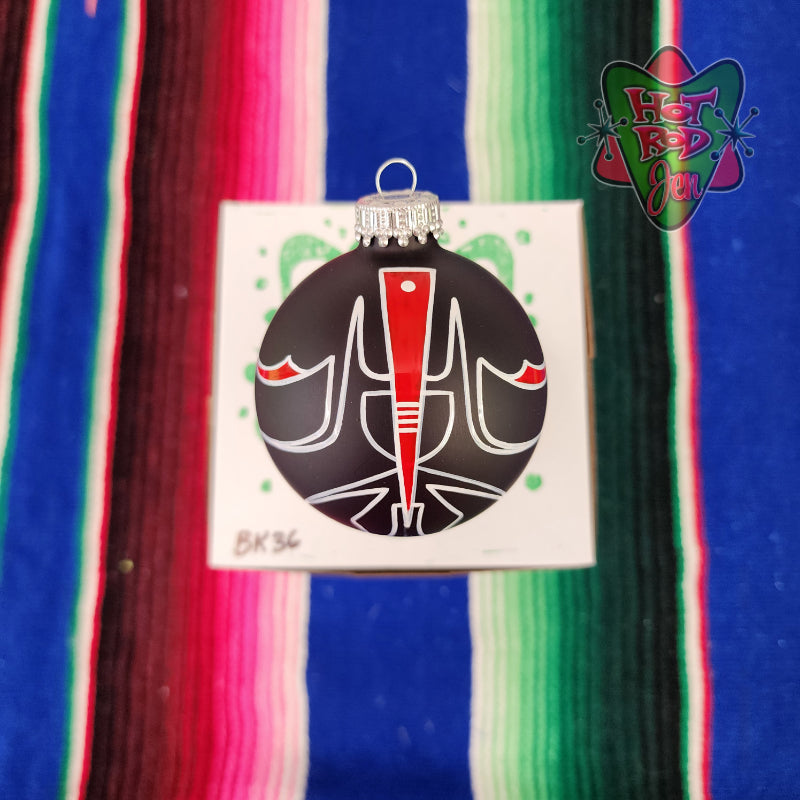 Hand pinstriped/painted glass ornament by Hot Rod Jen