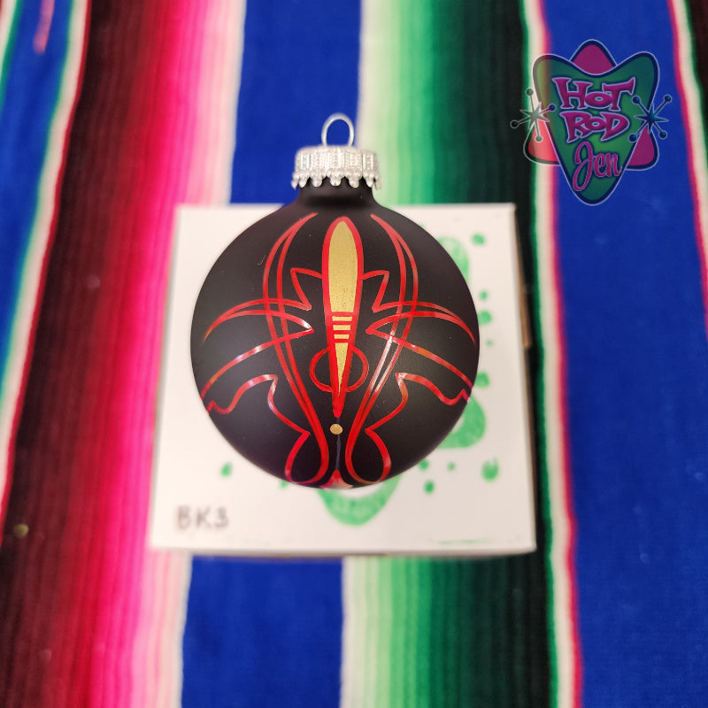 Hand pinstriped/painted glass ornament by Hot Rod Jen