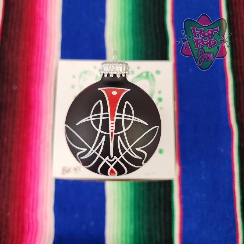 Hand pinstriped/painted glass ornament by Hot Rod Jen