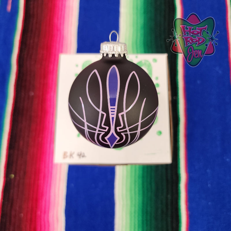 Hand pinstriped/painted glass ornament by Hot Rod Jen