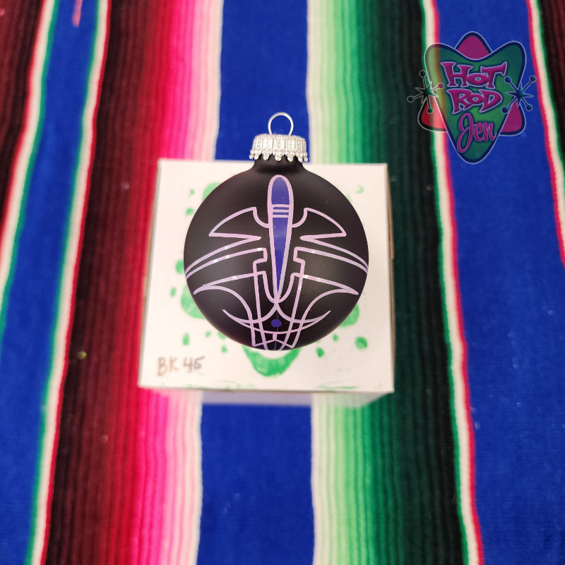 Hand pinstriped/painted glass ornament by Hot Rod Jen