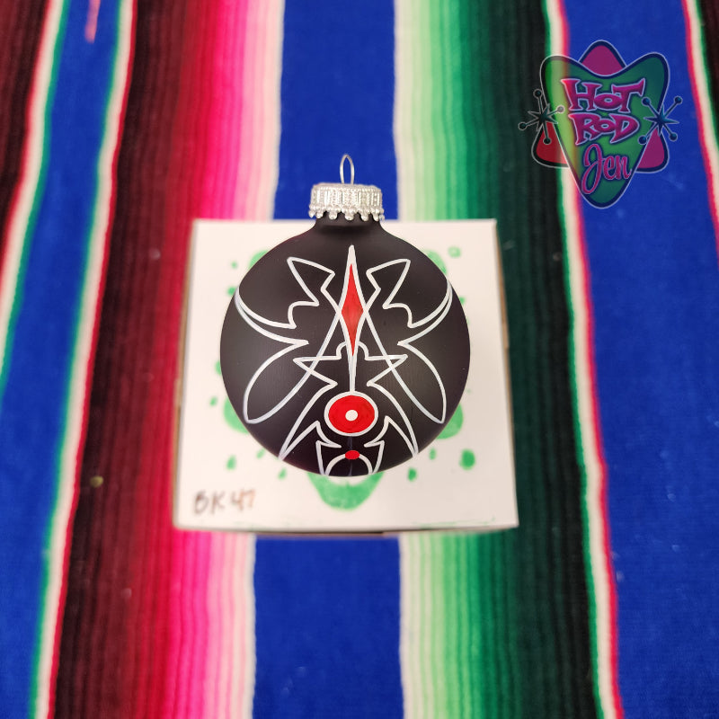 Hand pinstriped/painted glass ornament by Hot Rod Jen