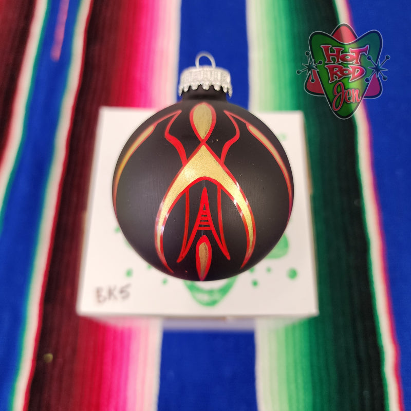 Hand pinstriped/painted glass ornament by Hot Rod Jen