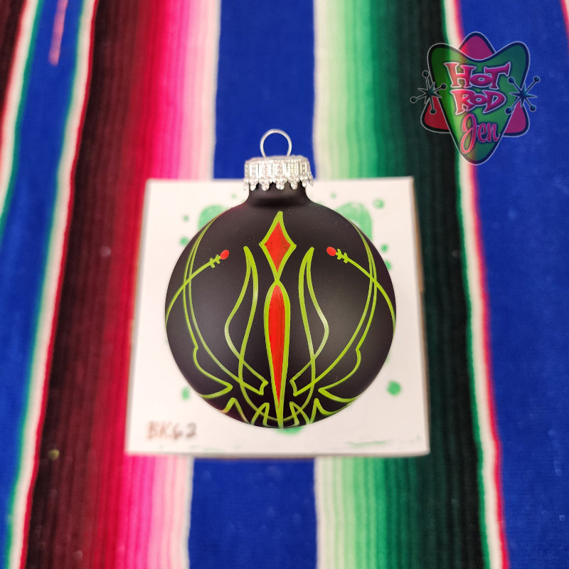 Hand pinstriped/painted glass ornament by Hot Rod Jen