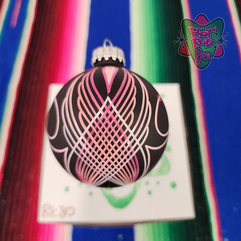 Hand pinstriped/painted glass ornament by Hot Rod Jen