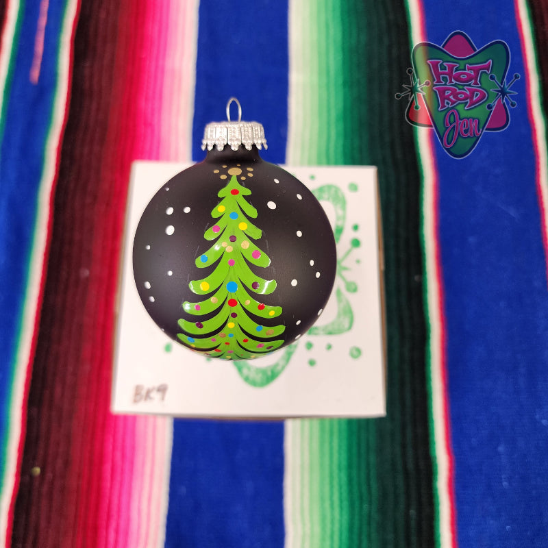 Hand pinstriped/painted glass ornament by Hot Rod Jen