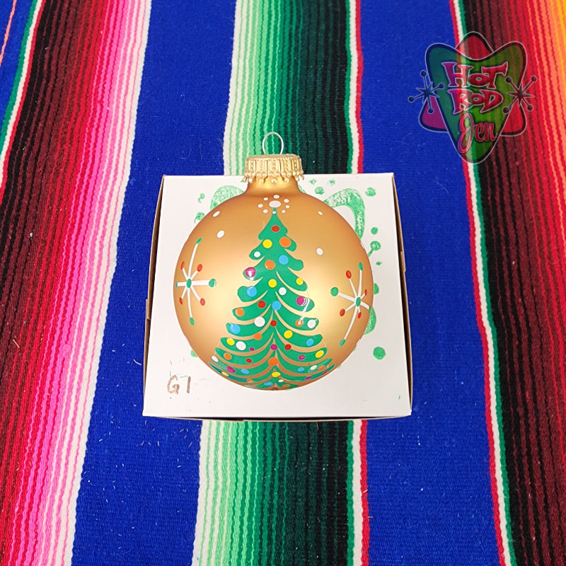 Hand pinstriped/painted glass ornament by Hot Rod Jen