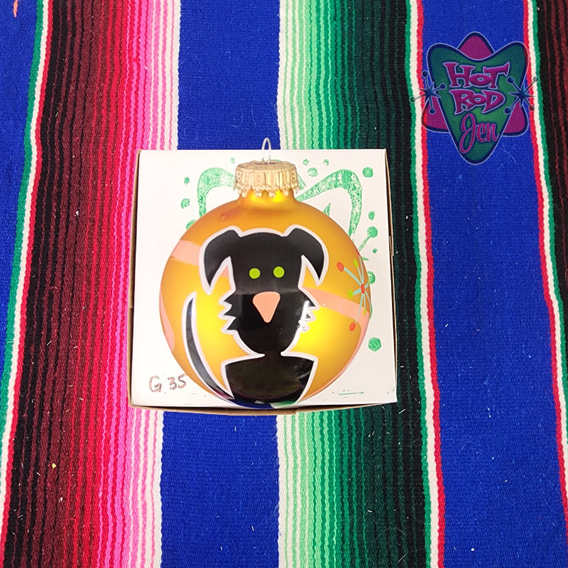 Hand pinstriped/painted glass ornament by Hot Rod Jen