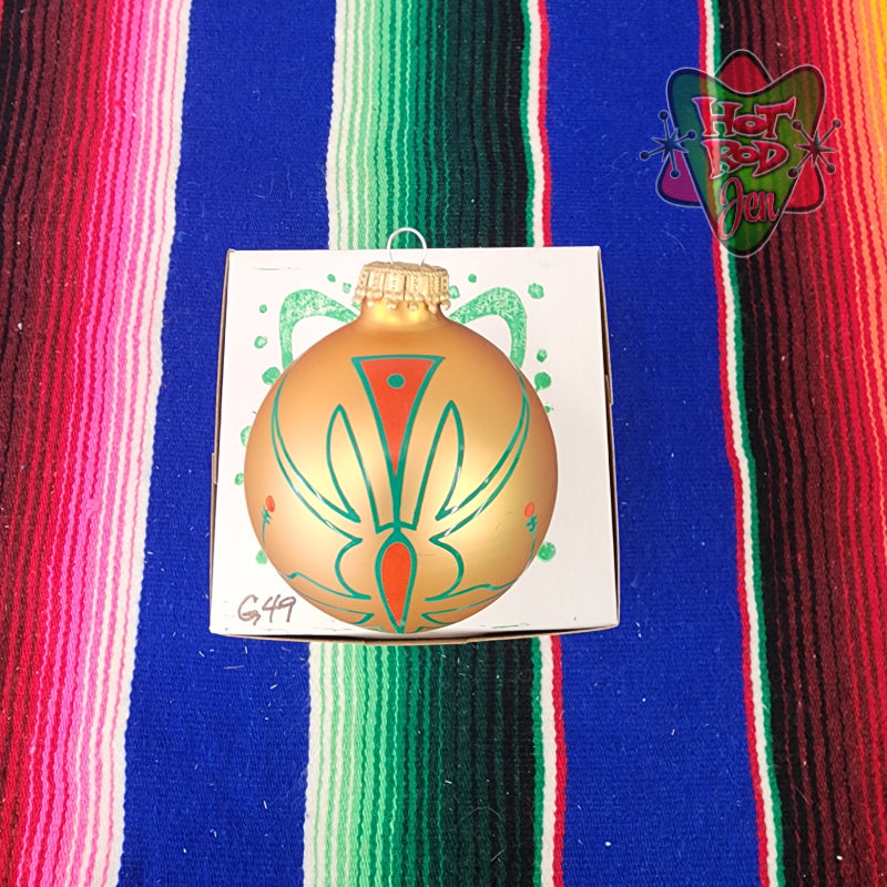 Hand pinstriped/painted glass ornament by Hot Rod Jen