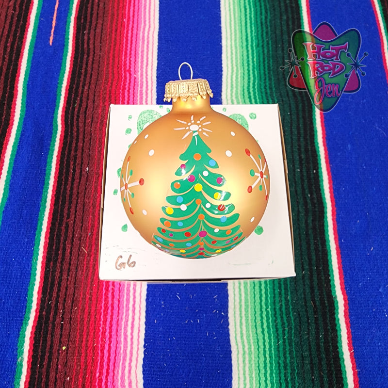 Hand pinstriped/painted glass ornament by Hot Rod Jen