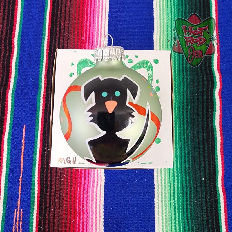 Hand pinstriped/painted glass ornament by Hot Rod Jen