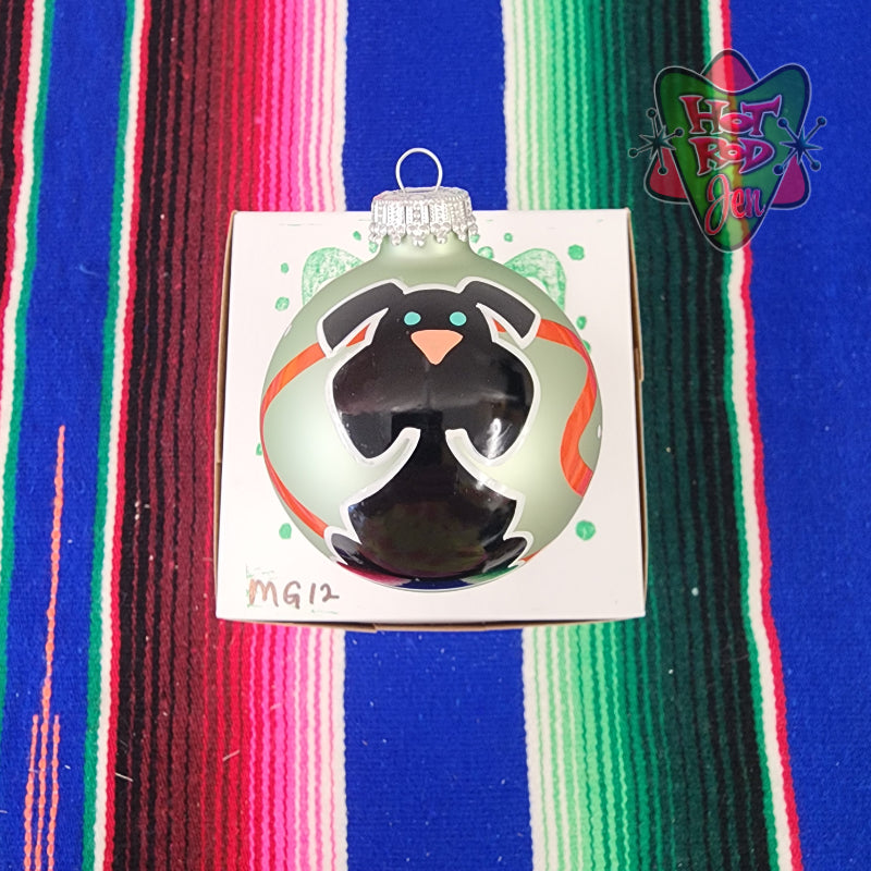 Hand pinstriped/painted glass ornament by Hot Rod Jen