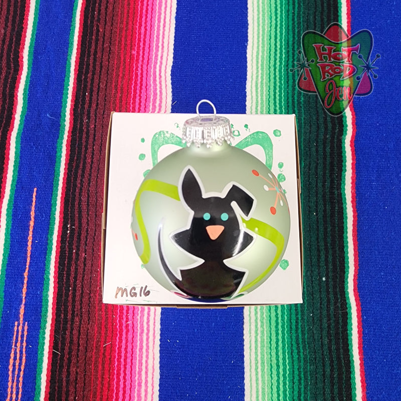 Hand pinstriped/painted glass ornament by Hot Rod Jen