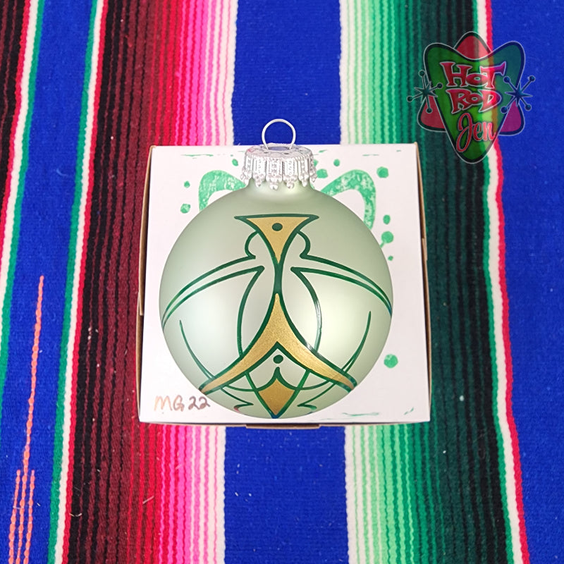 Hand pinstriped/painted glass ornament by Hot Rod Jen