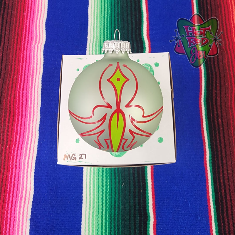 Hand pinstriped/painted glass ornament by Hot Rod Jen