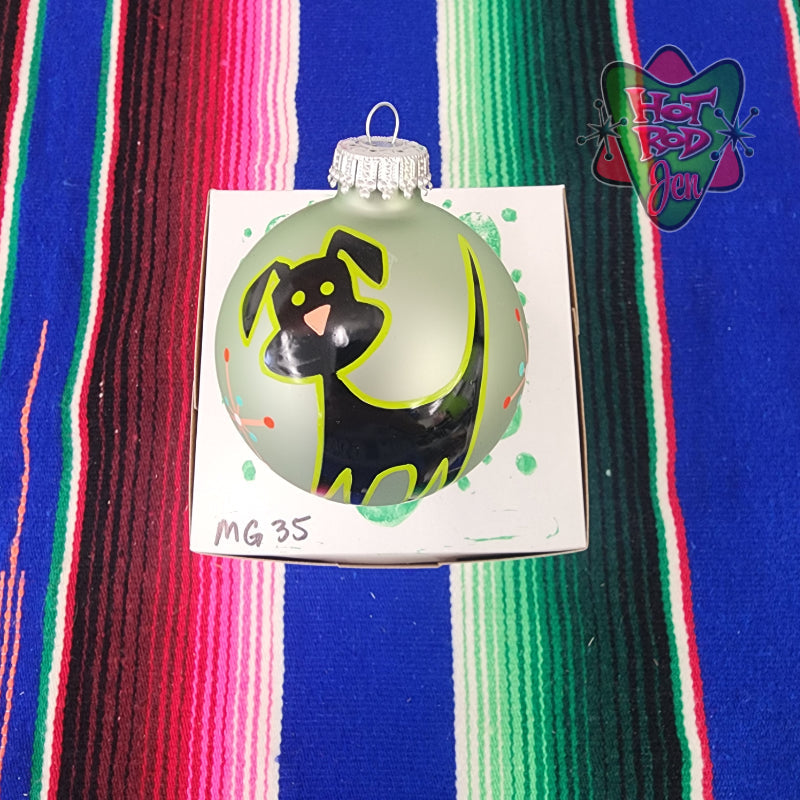 Hand pinstriped/painted glass ornament by Hot Rod Jen