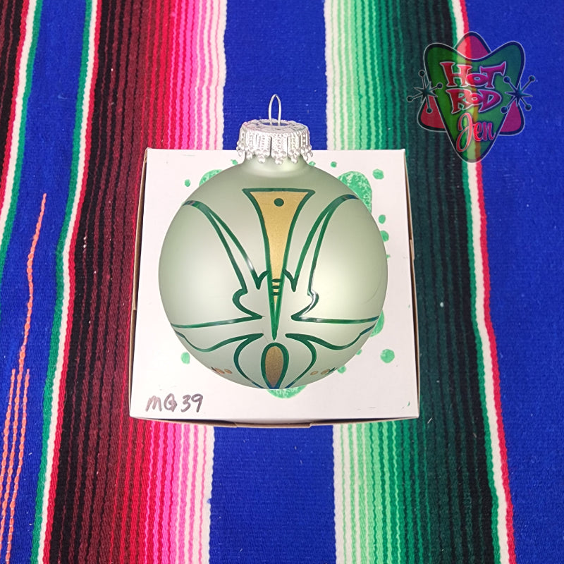 Hand pinstriped/painted glass ornament by Hot Rod Jen