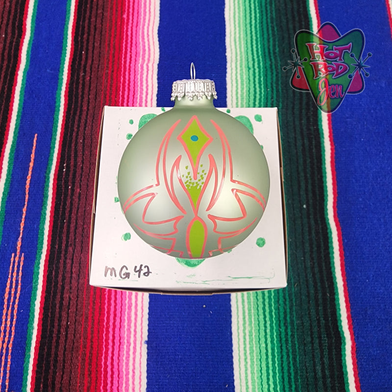 Hand pinstriped/painted glass ornament by Hot Rod Jen
