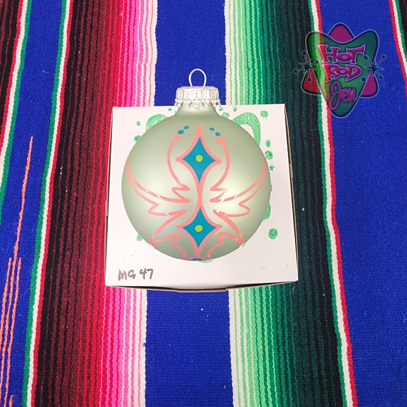 Hand pinstriped/painted glass ornament by Hot Rod Jen